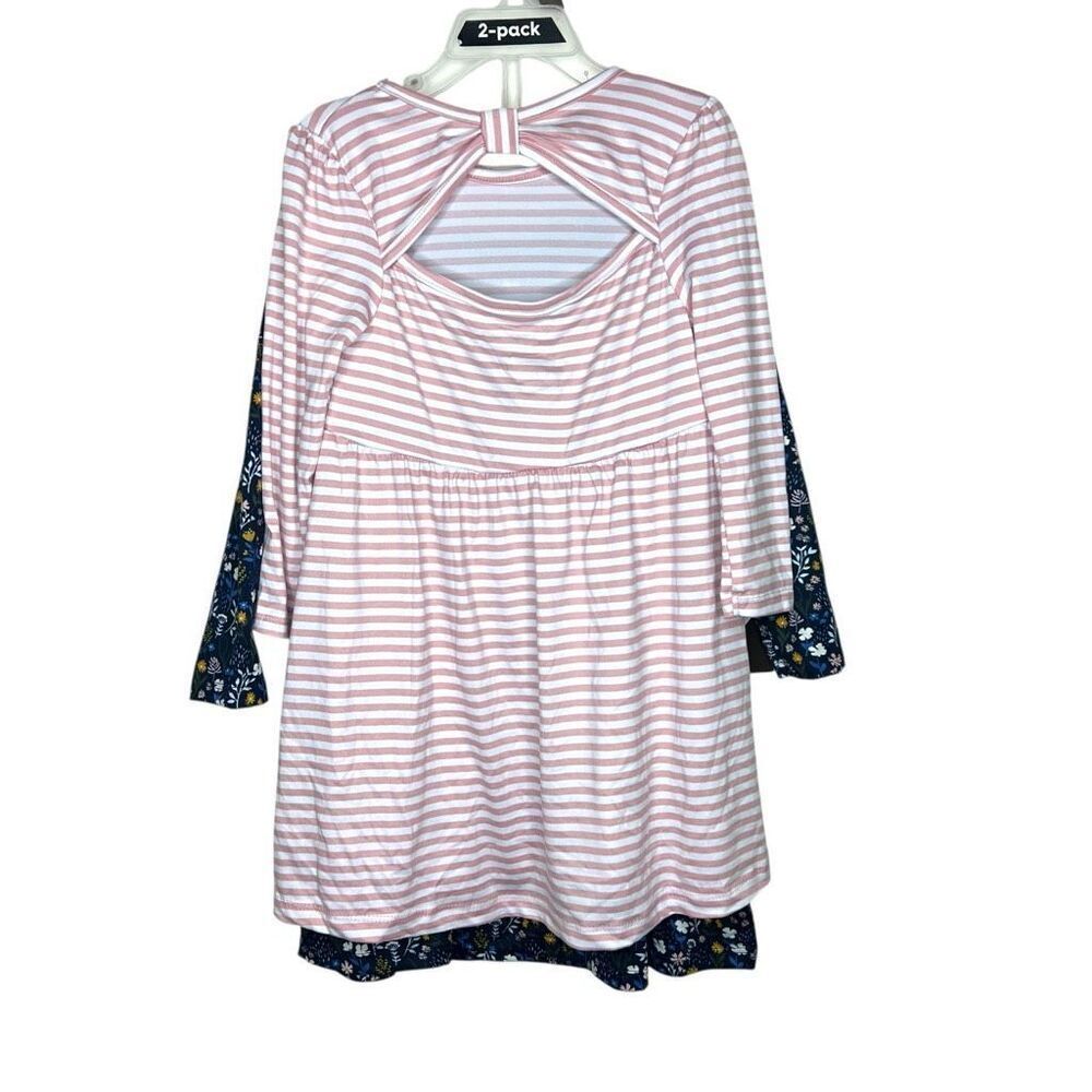 NEW Member's Mark Toddler Girls 2-Pack Knit Dresses Size 3T Floral & Stripe Long